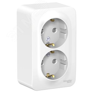 Розетка BLANCA наружная двойная, с заземлением, со шторками, с изолирующей пластиной, 16А, 250В, белый Розетка BLANCA наружная двойная, с заземлением, со шторками, с изолирующей пластиной, 16А, 250В, белый