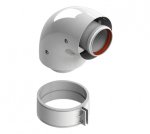 STOUT Элемент дымохода отвод коаксиальный 90° Ø60/100, п/м уплотнения и хомут в комплекте STOUT Элемент дымохода отвод коаксиальный 90° Ø60/100, п/м уплотнения и хомут в комплекте