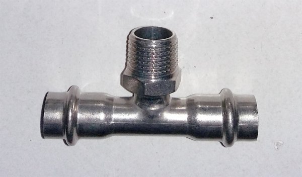 Тройник с нар.р. нерж. сталь 15х1/2" Тройник с нар.р. нерж. сталь 15х1/2"