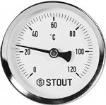 Термометр биметаллический осевой с погружной гильзой. Корпус Dn 63 мм, гильза 50 мм 1/2 , 0...120°С STOUT Термометр биметаллический осевой с погружной гильзой. Корпус Dn 63 мм, гильза 50 мм 1/2 , 0...120°С STOUT