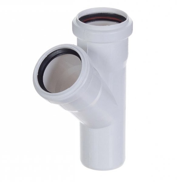 Тройник ВК 50* 50*45 ПВХ (Малошумный) Тройник ВК 50* 50*45 ПВХ (Малошумный)