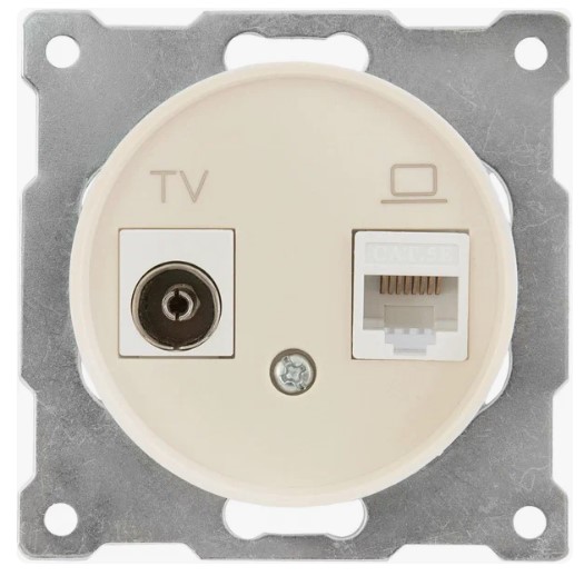 TV + RJ-45 розетка БЕЖЕВЫЙ FLORENCE тв и интернет розетка TV + RJ-45 розетка БЕЖЕВЫЙ FLORENCE тв и интернет розетка