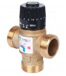 Клапан 3-Ходовой термостатический смесительный  1" НР (с боковым смешением; Kv 1,6; t:35-60С) STOUT