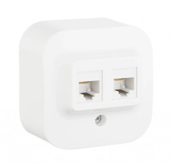 Розетка двойная компьютерная RJ45 категория 5е UTP белая наружная Quteo Розетка двойная компьютерная RJ45 категория 5е UTP белая наружная Quteo