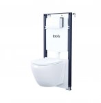 Комплект 3в1: подвесной унитаз, инсталляция и клавиша смыва белая, Basic, IDDIS
