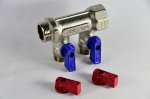 Коллектор 3/4"х1/2"х2 гш шар/кран ник. под конус TIM Коллектор 3/4"х1/2"х2 гш шар/кран ник. под конус TIM