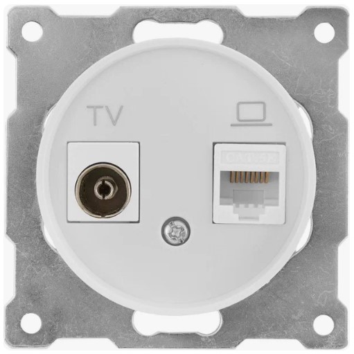 TV + RJ-45 розетка БЕЛЫЙ FLORENCE тв и интернет розетка TV + RJ-45 розетка БЕЛЫЙ FLORENCE тв и интернет розетка