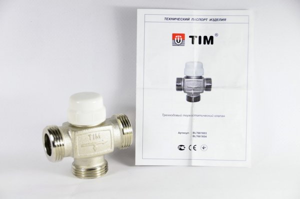 Клапан 3-Ходовой смесительный 1" (с боковым смешением; Kv 3,2; t:38-60 t:0-70) TIM Клапан 3-Ходовой смесительный 1" (с боковым смешением; Kv 3,2; t:38-60 t:0-70) TIM