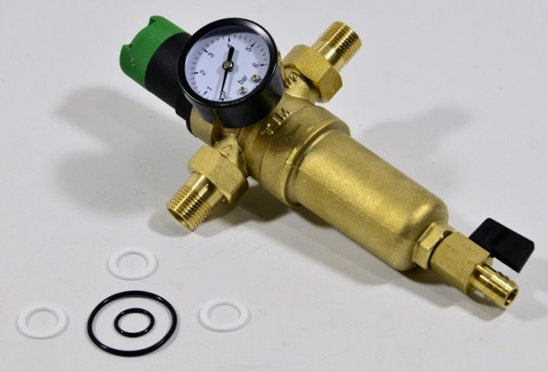 Фильтр с манометром, с редуктором давления метал. корпус 1/2"-3/4" ( до 100 С) Фильтр с манометром, с редуктором давления метал. корпус 1/2"-3/4" ( до 100 С)