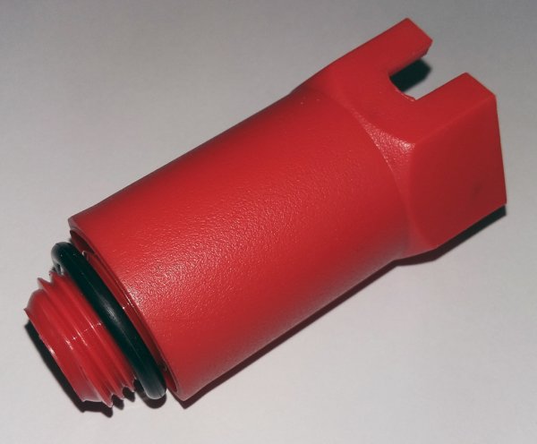 Заглушка наружная резьба 1/2" ППРС удлиненная красная Заглушка наружная резьба 1/2" ППРС удлиненная красная