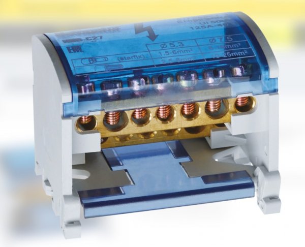 Шина N+PE нулевая и заземление на DIN-рейку в корпусе 2х7 групп (71235) Шина N+PE нулевая и заземление на DIN-рейку в корпусе 2х7 групп (71235)