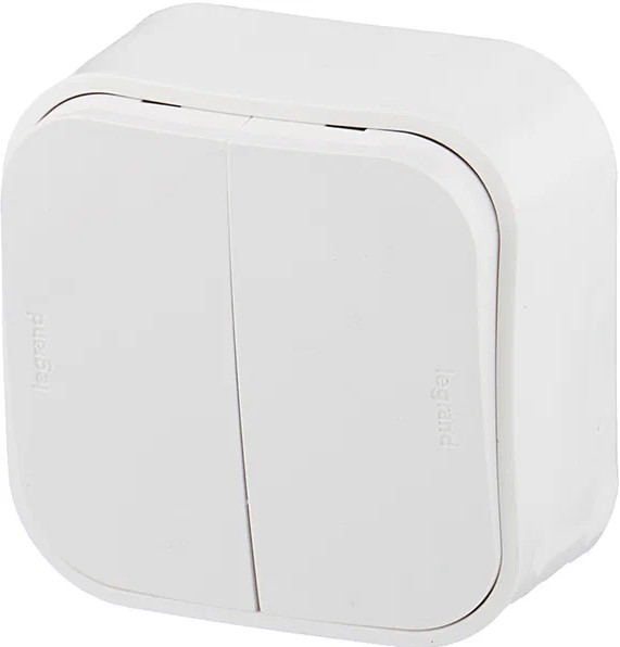 Выключатель двухклавишный наружный белый 10А 782202 Legrand Выключатель двухклавишный наружный белый 10А 782202 Legrand