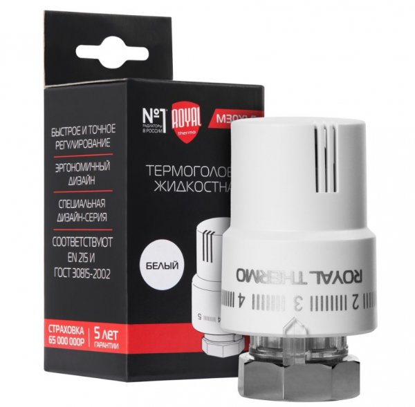 Термоголовка жидкостная Royal Thermo М30х1,5 (белый) Термоголовка жидкостная Royal Thermo М30х1,5 (белый)