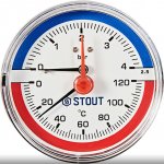 Термоманометр аксиальный в комплекте с автоматическим запорным клапаном. Корпус Dn 80 мм 1/2 , 0...120°C, 0-4 бар STOUT Термоманометр аксиальный в комплекте с автоматическим запорным клапаном. Корпус Dn 80 мм 1/2 , 0...120°C, 0-4 бар STOUT