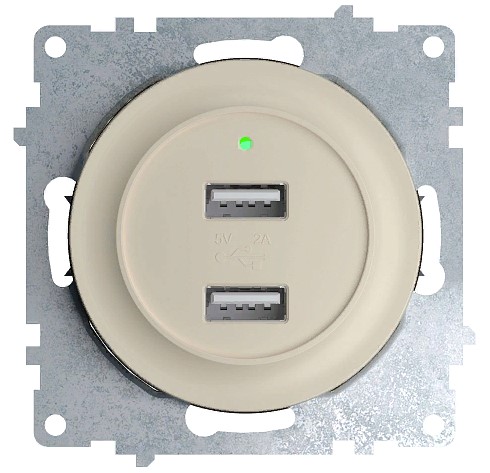 USB двойная розетка 5В 2,1А   БЕЖЕВЫЙ   FLORENCE USB двойная розетка 5В 2,1А   БЕЖЕВЫЙ   FLORENCE
