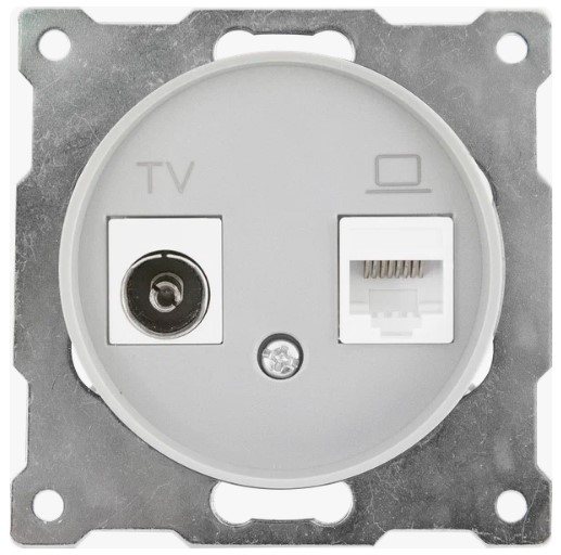 TV + RJ-45 розетка СЕРЫЙ FLORENCE тв и интернет розетка TV + RJ-45 розетка СЕРЫЙ FLORENCE тв и интернет розетка