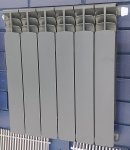 радиатор бимет.  STOUT Space 500 ( 6 секций) с нижним  правым подключением (ОКРАШЕННЫЙ RAL 9017)