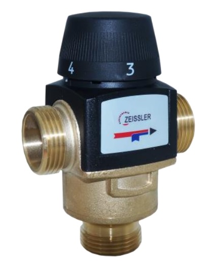 Клапан 3-Ходовой термостатический смесительный 1" НР (с боковым смешением; Kv 4,5; t:20-55С) TIM Клапан 3-Ходовой термостатический смесительный 1" НР (с боковым смешением; Kv 4,5; t:20-55С) TIM