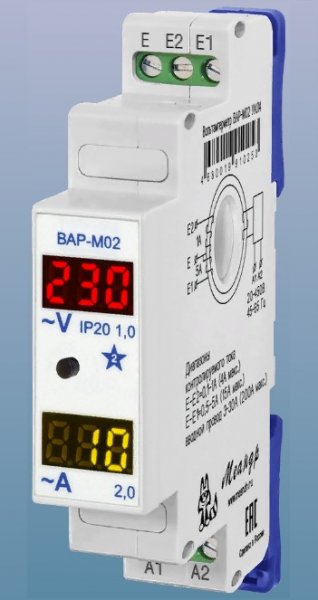 Вольтметр/амперметр ВАР-М02 АС20-450В УХЛ4 4680019910253 Меандр Вольтметр/амперметр ВАР-М02 АС20-450В УХЛ4 4680019910253 Меандр