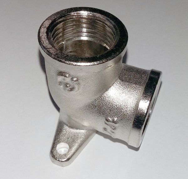 Угольник 1/2" гг с креплением STOUT (никель) Угольник 1/2" гг с креплением STOUT (никель)