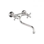 Смеситель кухня пристенный маховик металл. крест нижний излив 5976 Accoona Смеситель кухня пристенный маховик металл. крест нижний излив 5976 Accoona