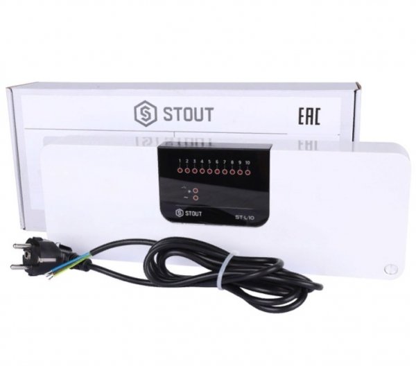 Проводной контроллер термостатических клапанов L-10 STOUT Проводной контроллер термостатических клапанов L-10 STOUT