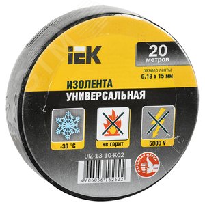 Изолента ПВХ черная 15мм 20м (UIZ-13-10-K02) Изолента ПВХ черная 15мм 20м (UIZ-13-10-K02)