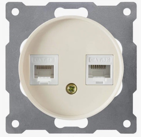 RJ-45 двойная розетка БЕЖЕВЫЙ FLORENCE интернет розетка двойная RJ-45 двойная розетка БЕЖЕВЫЙ FLORENCE интернет розетка двойная