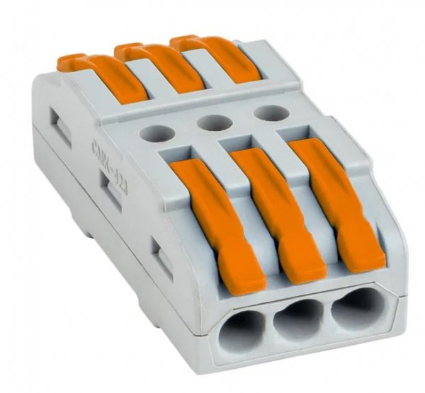 Клемма WAGO СМК 222-423 проходная3 полюса 0,08-4мм2 (25шт.) EKF PROxima plc-smk-423 Клемма WAGO СМК 222-423 проходная3 полюса 0,08-4мм2 (25шт.) EKF PROxima plc-smk-423