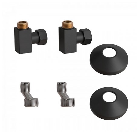 Комплект подключения для полотенцесушителя Point PN00012B 3/4"х1/2" г/ш (квадрат), черный Комплект подключения для полотенцесушителя Point PN00012B 3/4"х1/2" г/ш (квадрат), черный