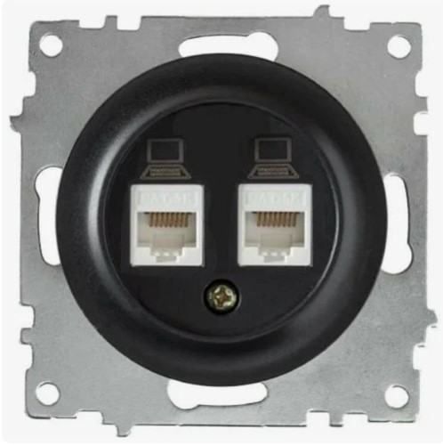 RJ-45 двойная розетка ЧЕРНЫЙ FLORENCE интернет розетка RJ-45 двойная розетка ЧЕРНЫЙ FLORENCE интернет розетка