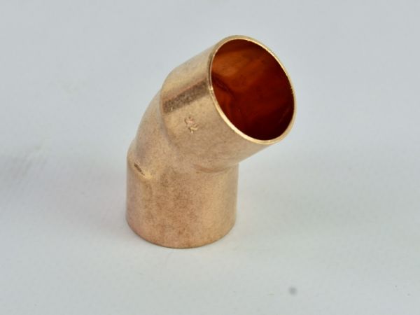 Отвод двухрастр. 45 гр. пайка 35 мм (медь) Отвод двухрастр. 45 гр. пайка 35 мм (медь)