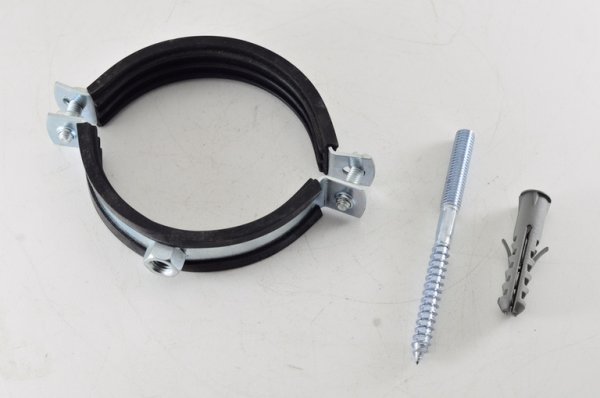 Хомут стальной 2.1/2" (75-80) с резиновым уплотнителем и крепежом М8х80+дюбель (78шт/уп) STOUT Хомут стальной 2.1/2" (75-80) с резиновым уплотнителем и крепежом М8х80+дюбель (78шт/уп) STOUT