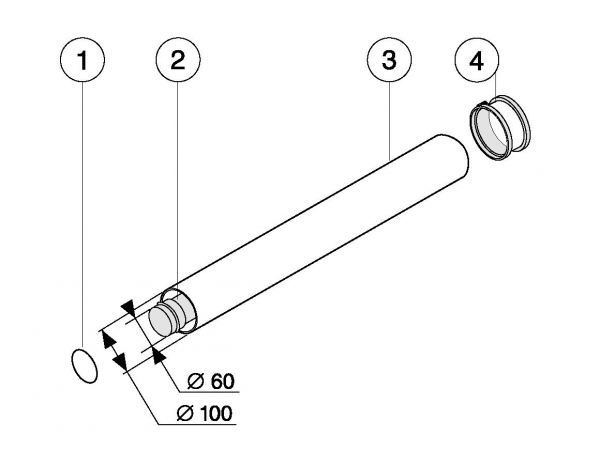 Protherm Соосная труба 60/100 мм - 1 м/T1D - 1000 Protherm Соосная труба 60/100 мм - 1 м/T1D - 1000