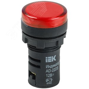 Лампа AD-22DS LED диам. 22мм красная 12в Лампа AD-22DS LED диам. 22мм красная 12в