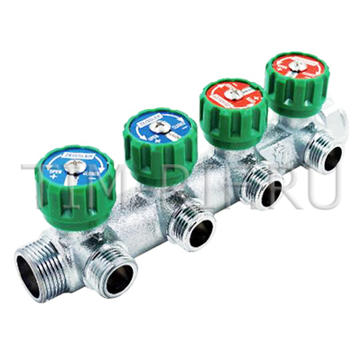 Коллектор 1"х3/4"х 4 гш рег/кран EK Коллектор 1"х3/4"х 4 гш рег/кран EK