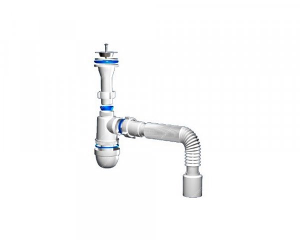 Сифон 1 1/2" С0515 АНИ с литым выпуском и гофрой 40/50 Сифон 1 1/2" С0515 АНИ с литым выпуском и гофрой 40/50
