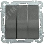 ВС10-3-0-Б Выключатель трехклавишный 10А BOLERO антрацит IEK