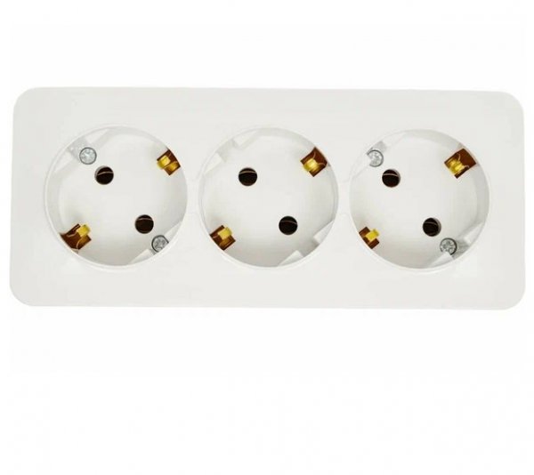 Розетка трехместная с/з 250В 10А серия София белый STEKKER MST16-13-01 49306 STEKKER Розетка трехместная с/з 250В 10А серия София белый STEKKER MST16-13-01 49306 STEKKER