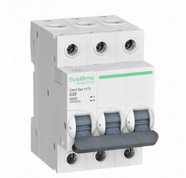 Выключатель автоматический трехполюсный 25А С 4.5kA 400В City9 Set C9F34325 Выключатель автоматический трехполюсный 25А С 4.5kA 400В City9 Set C9F34325