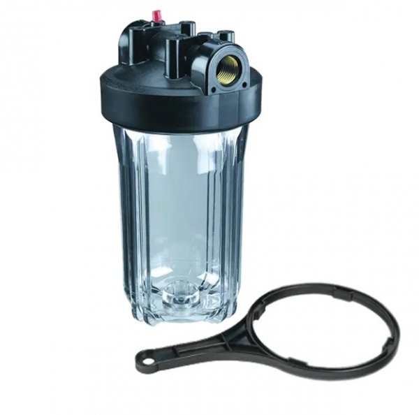 Корпус Big Blue 10" 1ВР" (с кронштейном, прозрачная колба) Unipump Корпус Big Blue 10" 1ВР" (с кронштейном, прозрачная колба) Unipump