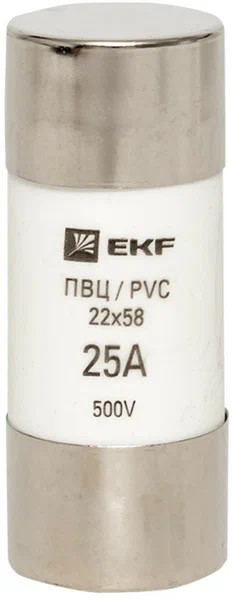 Плавкая вставка цилиндрическая ПВЦ 22х58 25А pvc-22x58-25 EKF Плавкая вставка цилиндрическая ПВЦ 22х58 25А pvc-22x58-25 EKF