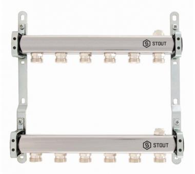 Коллектор 1"х3/4"х 9 гг STOUT (два коллектора, воздухоотводчик, кронштейн) нерж. Коллектор 1"х3/4"х 9 гг STOUT (два коллектора, воздухоотводчик, кронштейн) нерж.