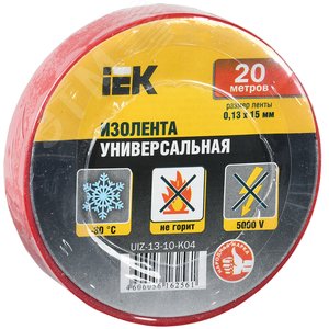 Изолента ПВХ красная 15мм 20м (UIZ-13-10-K04) Изолента ПВХ красная 15мм 20м (UIZ-13-10-K04)
